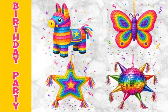Birthday Party Pinata Clipart for Vibrant Designs