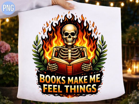 Books Make Me Feel Things Skeleton PNG: A Creative Asset