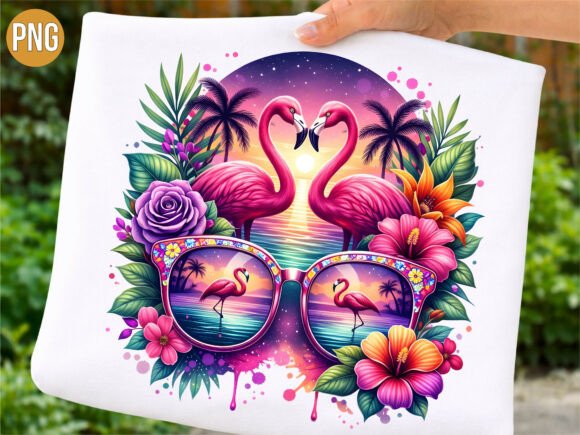Flamingo Sunglasses Tropical Sunset PNG: Elevating Your Creative Projects with High-Quality Digital Design