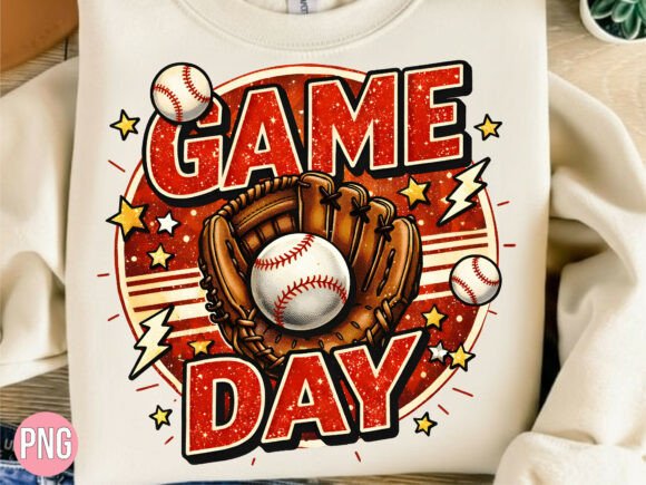 Game Day Baseball Glove Stars PNG
