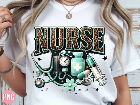 Nurse Leopard Print Medical Design PNG
