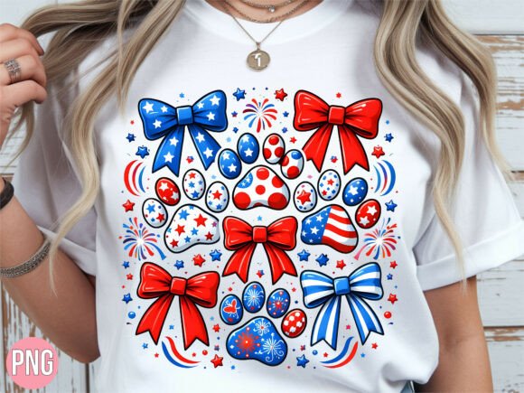 Patriotic Dog Paw Bows PNG: Premium Design Assets