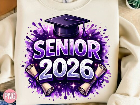 Senior 2026 Purple Splash Graduation PNG