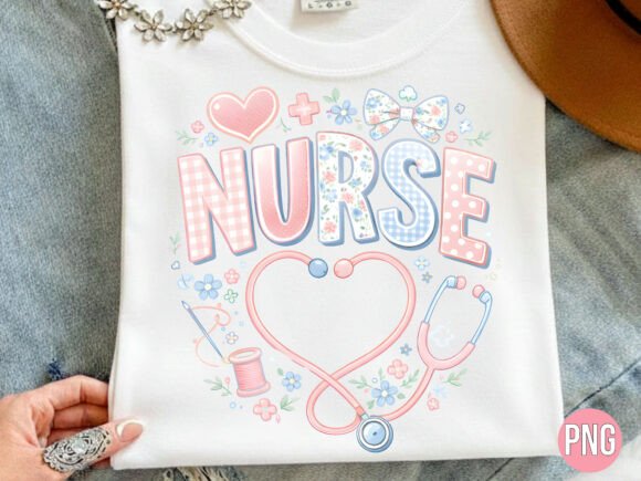 Soft Floral Stethoscope Heart Nurse PNG
