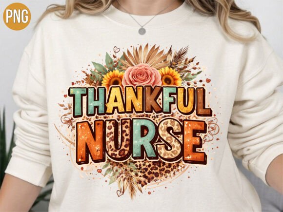 Thankful Nurse Leopard Floral Shirt Design