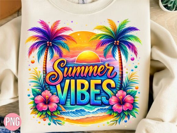 Unlocking Summer Nostalgia with Retro Tropical Summer Vibes Beach PNG