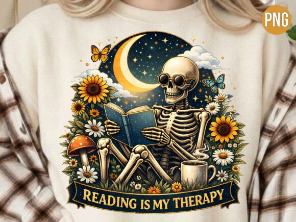 Why the Skeleton Reading Under Moon Therapy PNG Is a Standout Asset for Modern Creators